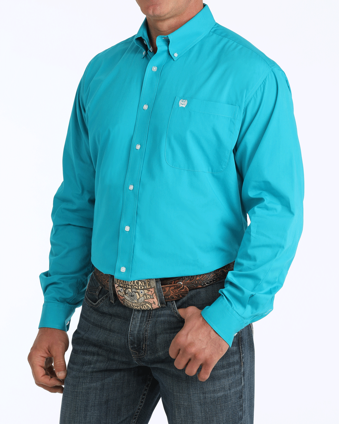 Men's Solid Classic Fit Button-Down Western Shirt