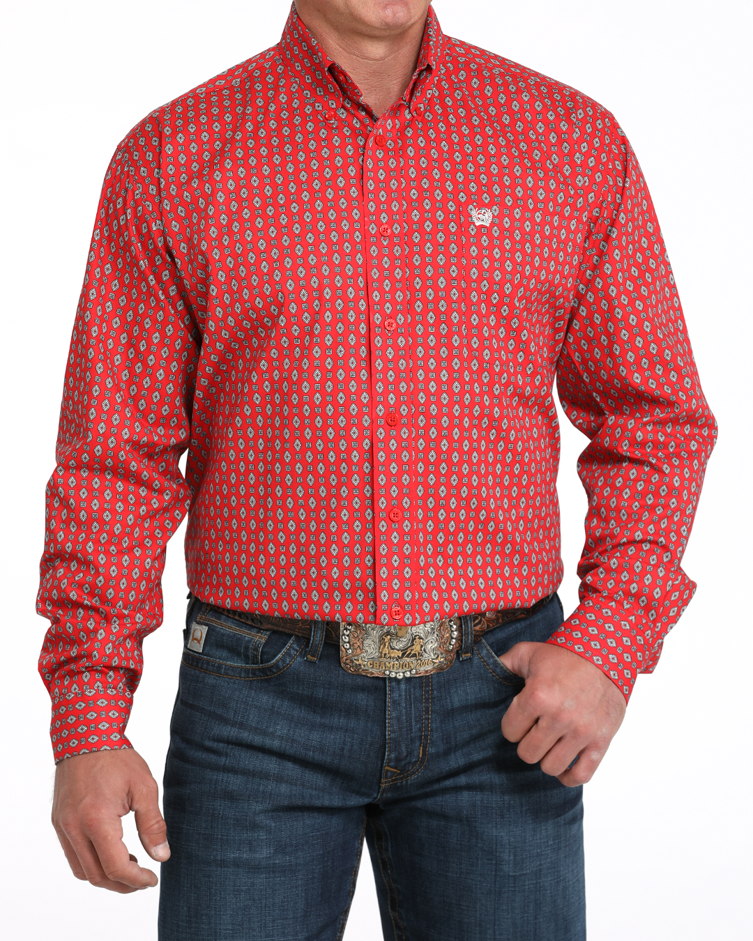 Men's Stretch Classic Fit Button-Down Western Shirt
