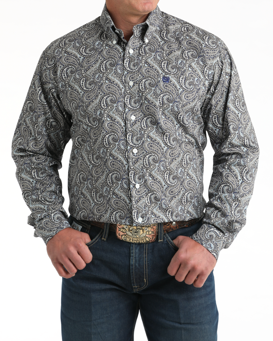 Cinch Men's Paisley Print Long Button-Down Western Shirt