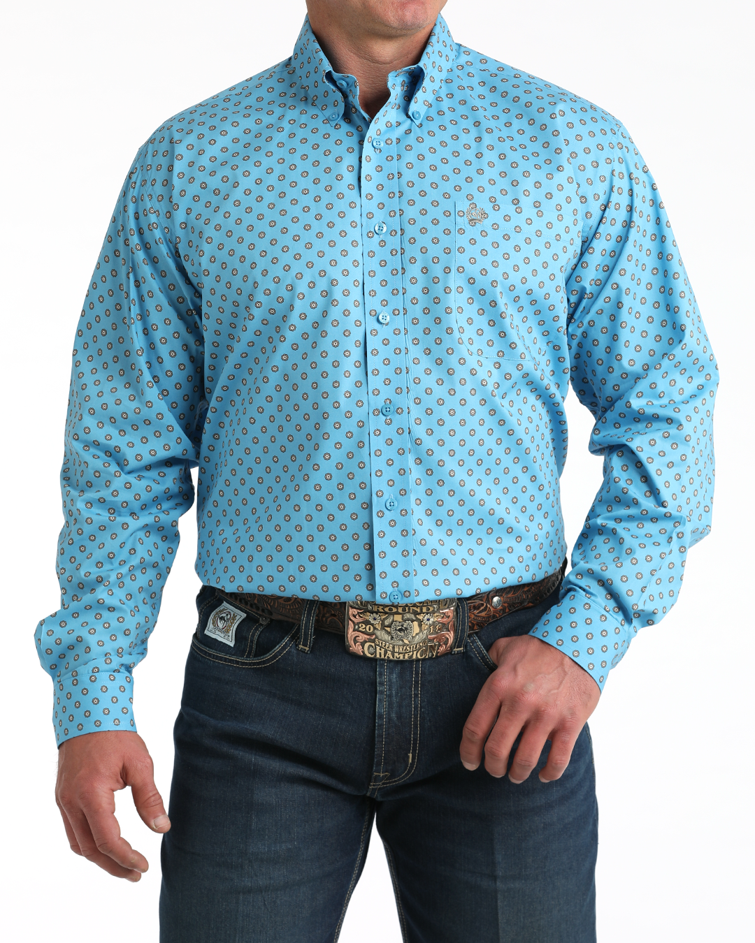 Men's Stretch Classic Fit Button-Down Western Shirt