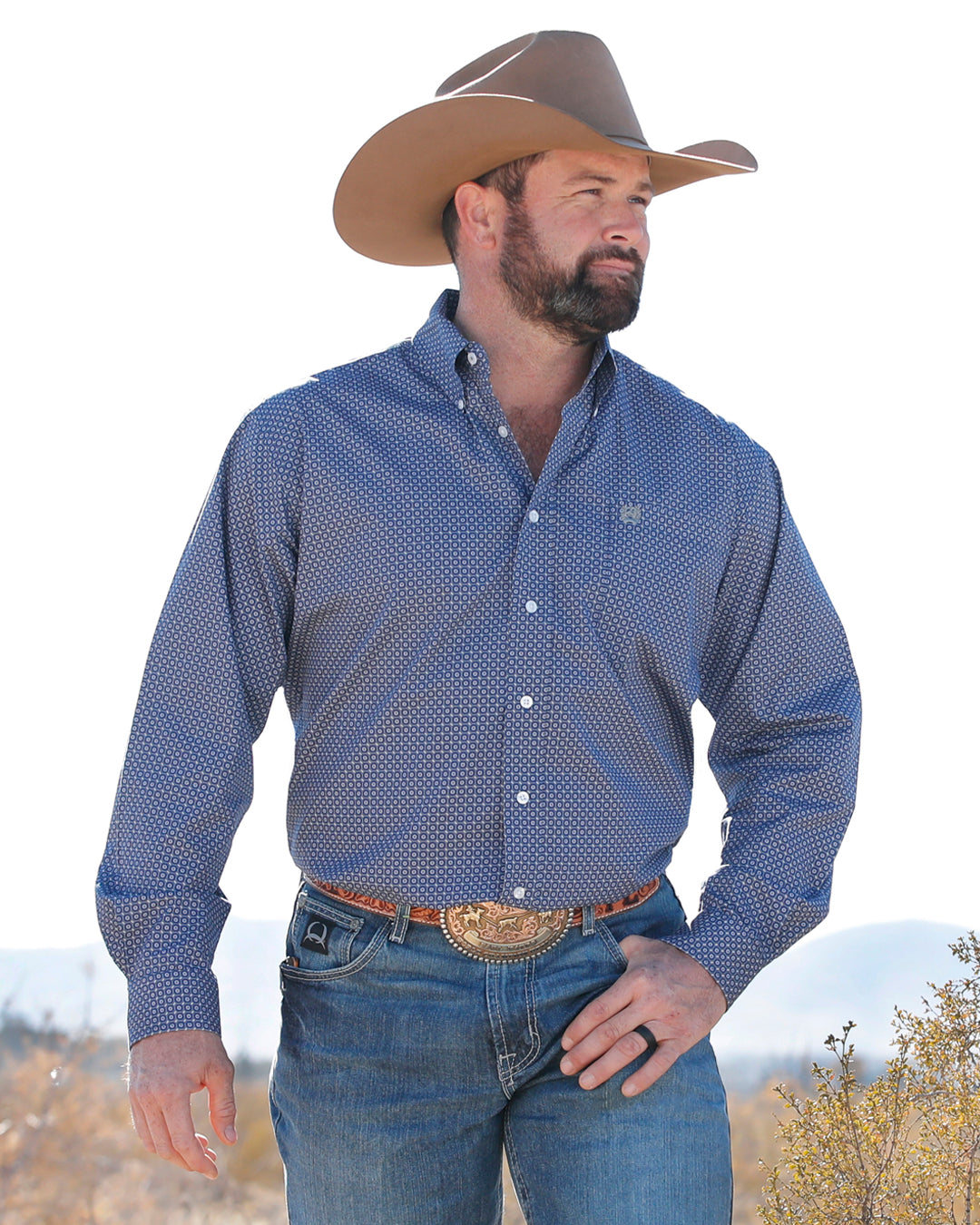 Men's Classic Fit Button-Down Western Shirt