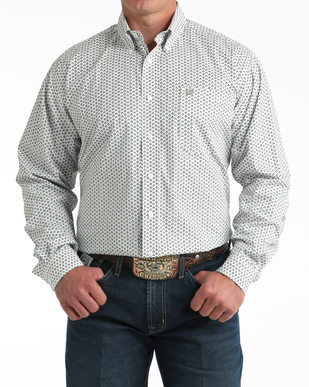 Men's Stretch Classic Fit Button-Down Western Shirt