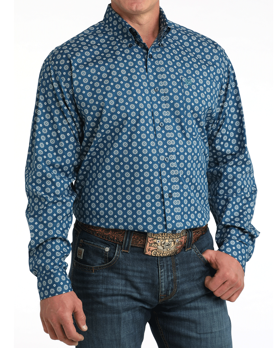 Men's Stretch Classic Fit Button-Down Western Shirt