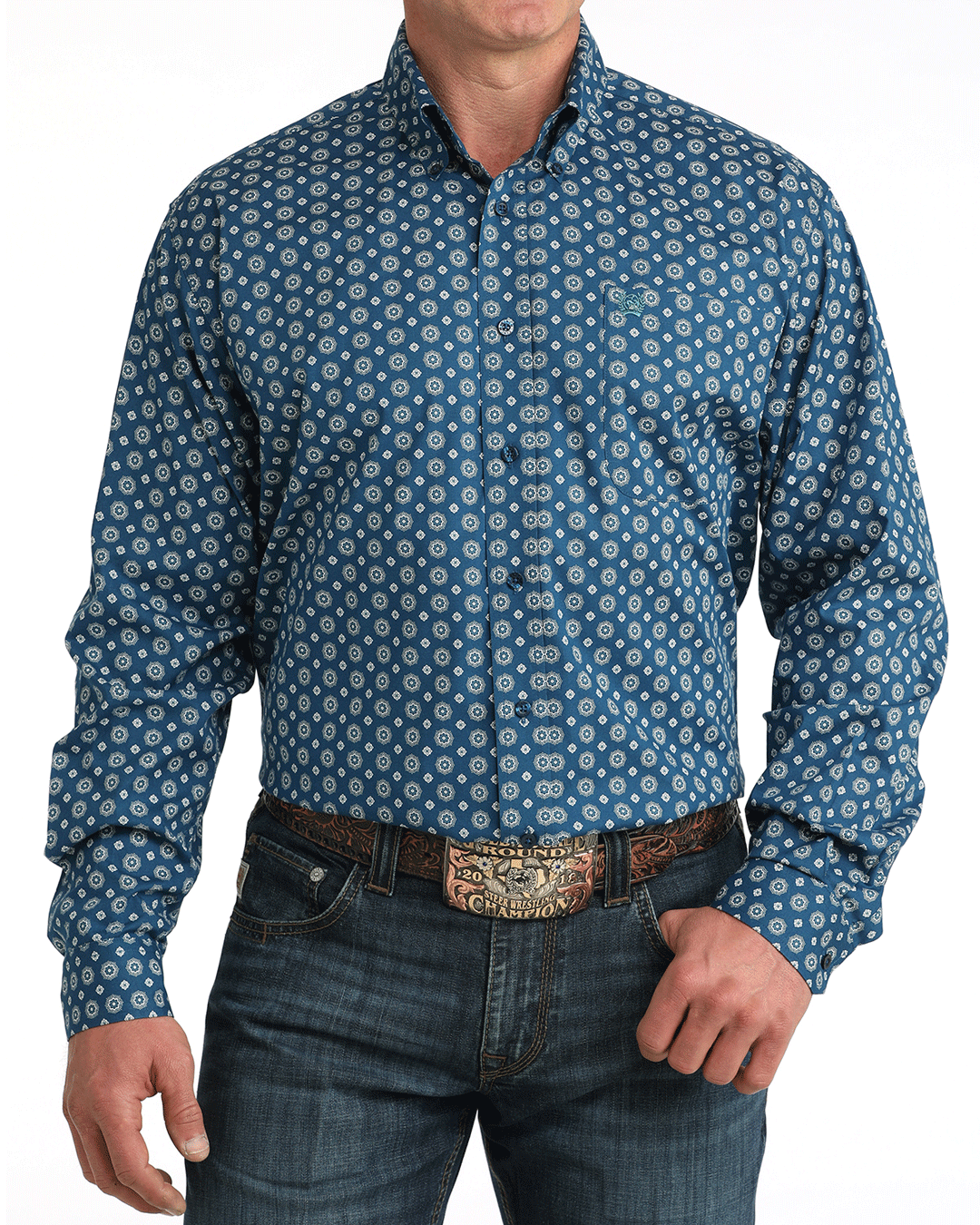 Men's Stretch Classic Fit Button-Down Western Shirt