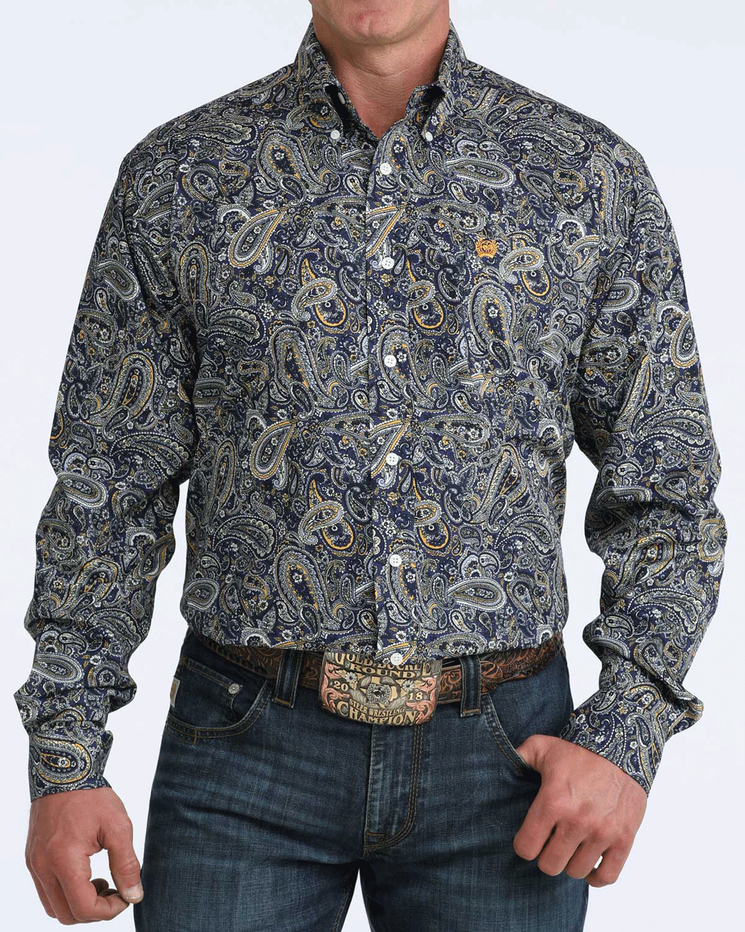 Cinch Men's Royal Blue Paisley Print Button Down Shirt MTW1106072 XS Cinch Men's Royal Blue Paisley Print Button Down Shirt MTW1106072 XS