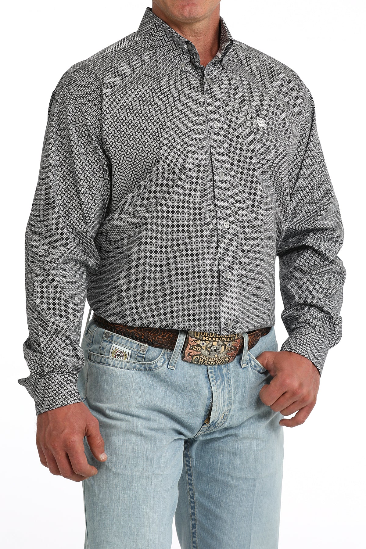 Men's Stretch Classic Fit Button-Down Western Shirt