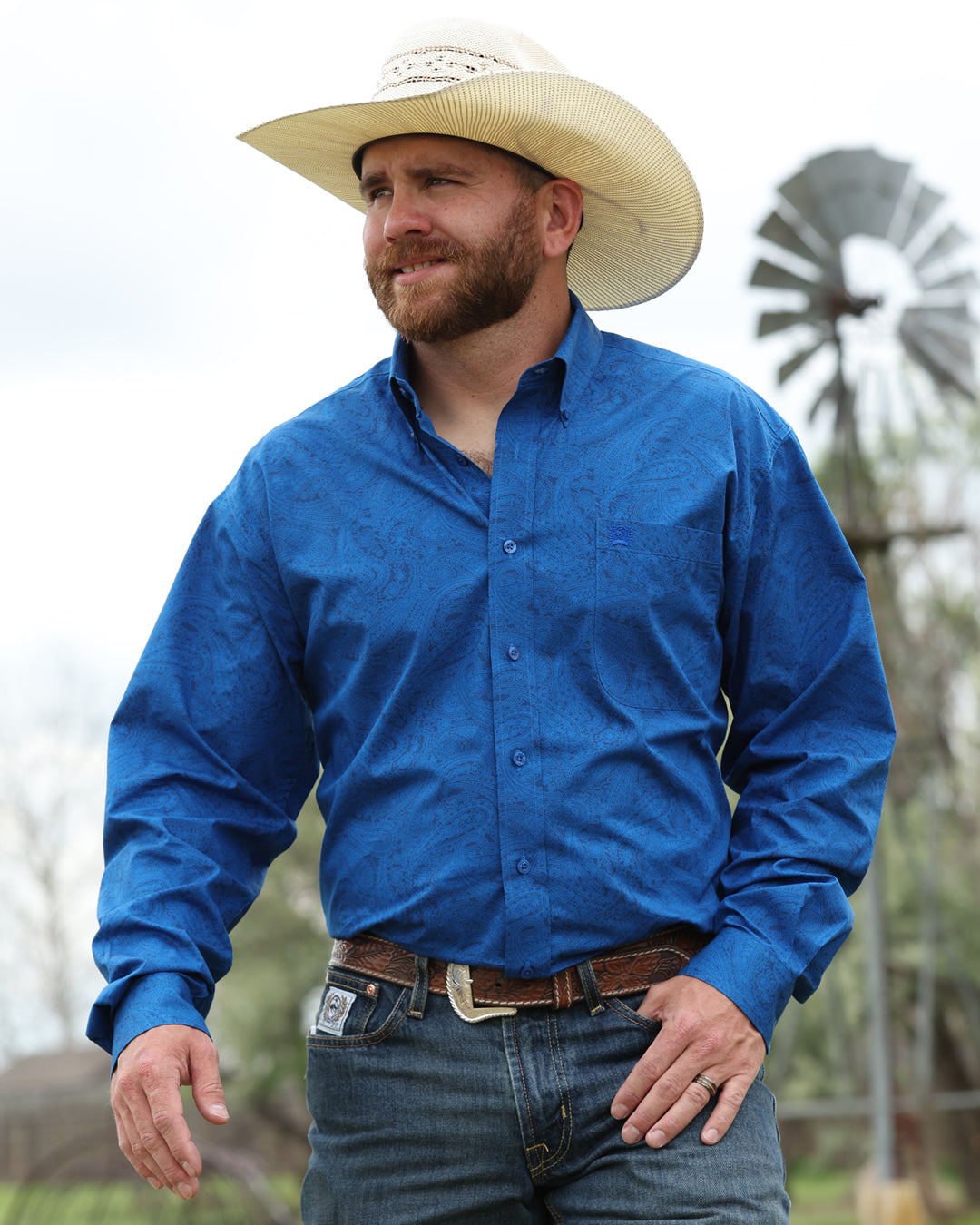 Men's Classic Fit Button-Down Western Shirt