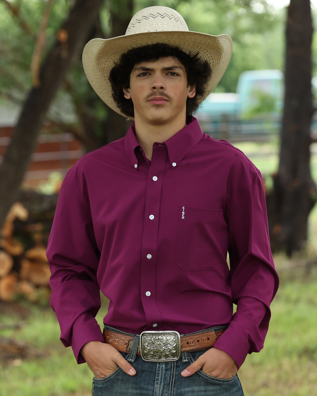 Men's ArenaFlex Modern Fit Button-Down Western Shirt