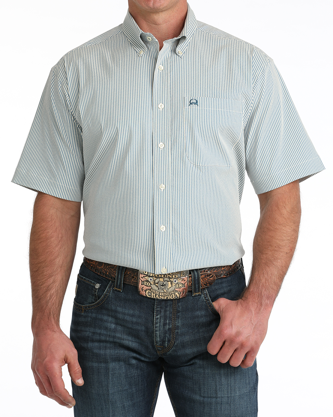 Menâs ArenaflexÂź Button-Down Western Shirt
