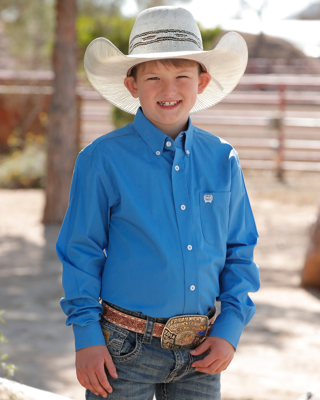 Boy's Solid Button-Down Western Shirt