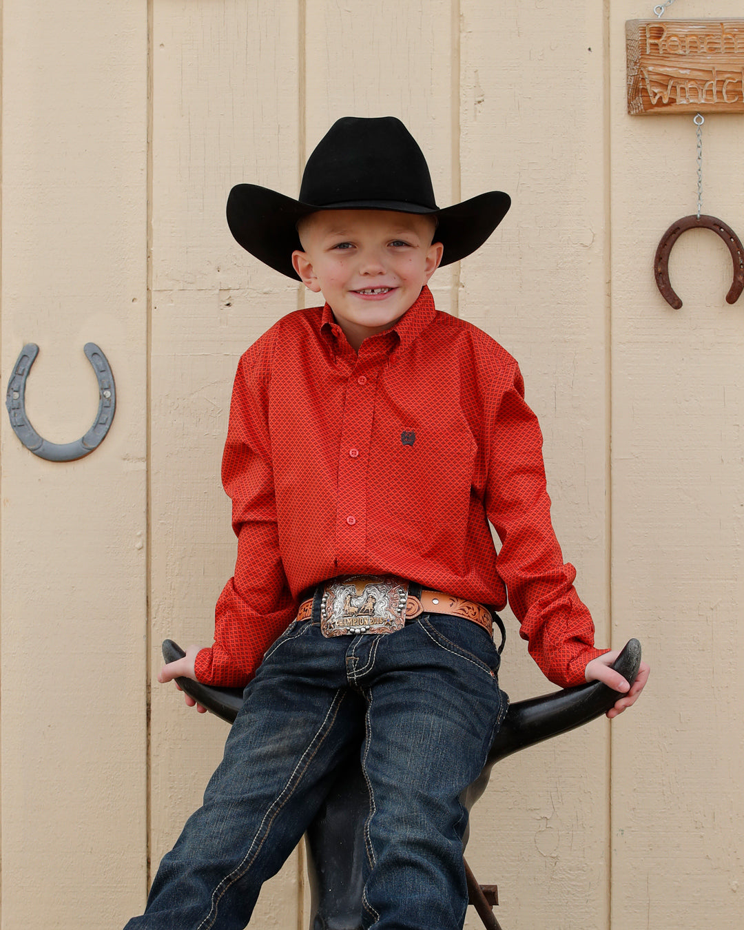 A　PASTDOWN Boy's Button-Down Western Shirt