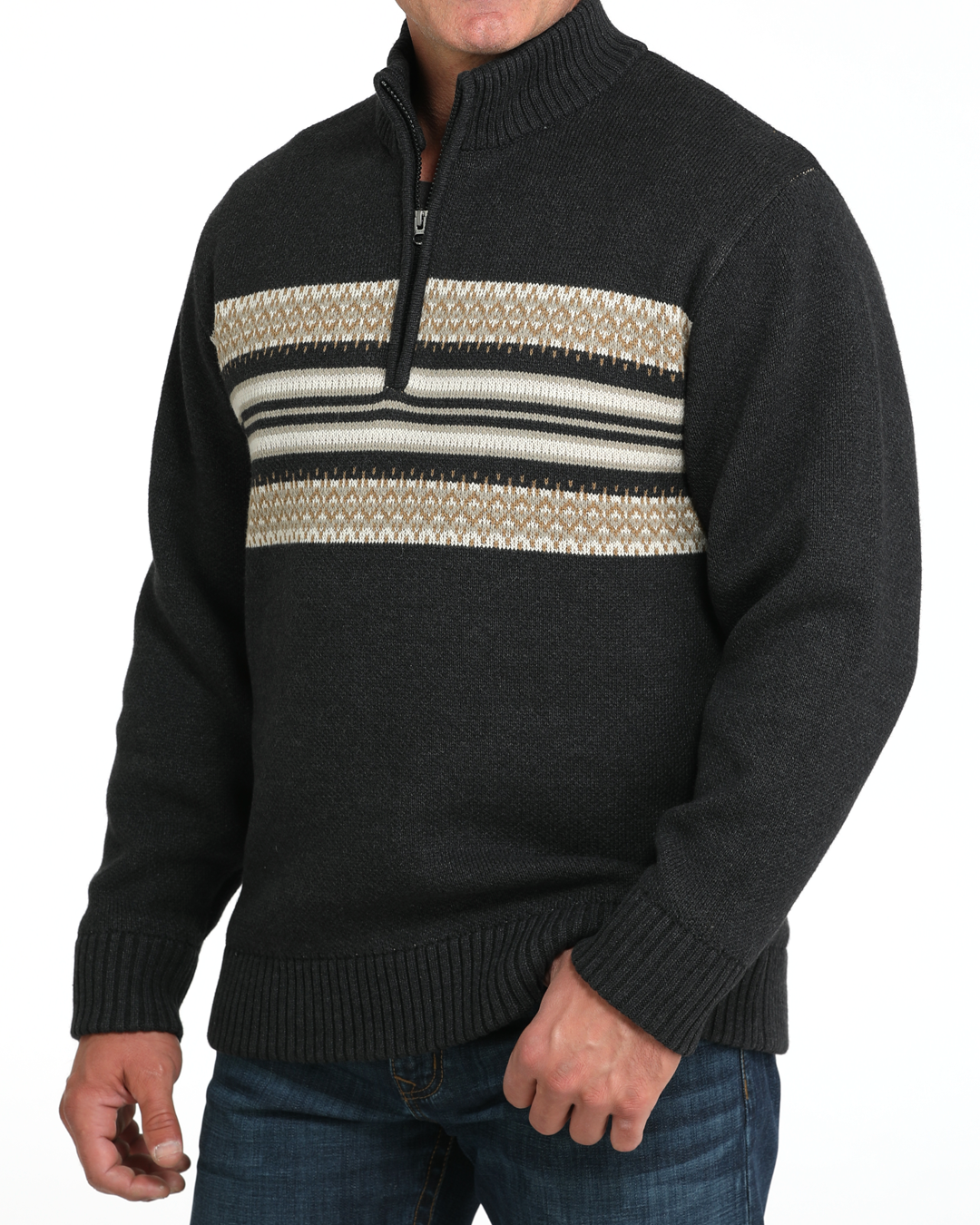 MENS 1/4 ZIP SWEATER OW25-GRAY