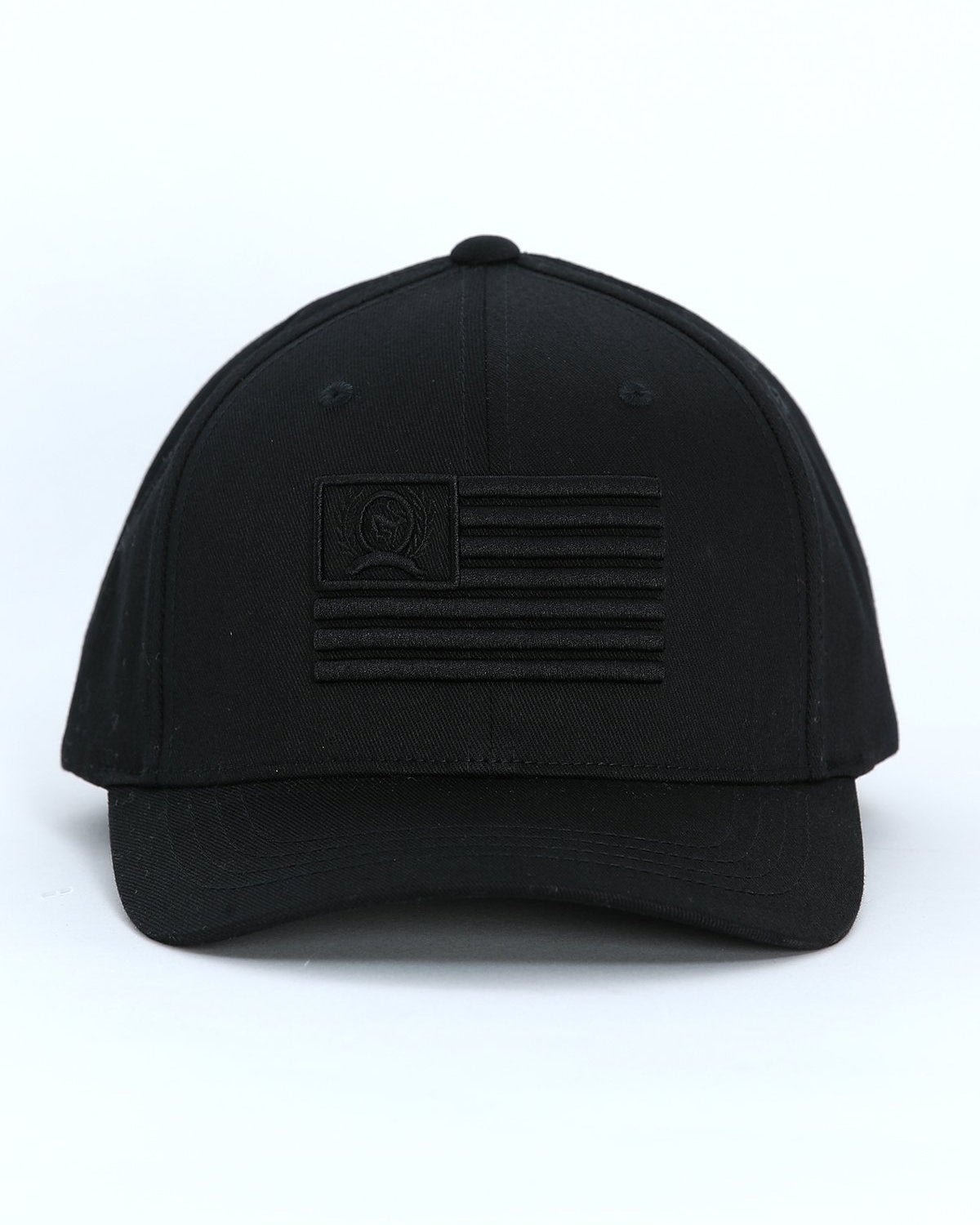Men's Fitted Flexfit Cap with American Flag - Black on Black