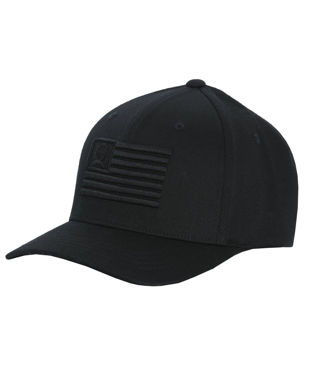 Men's Fitted Flexfit Cap with American Flag - Black on Black