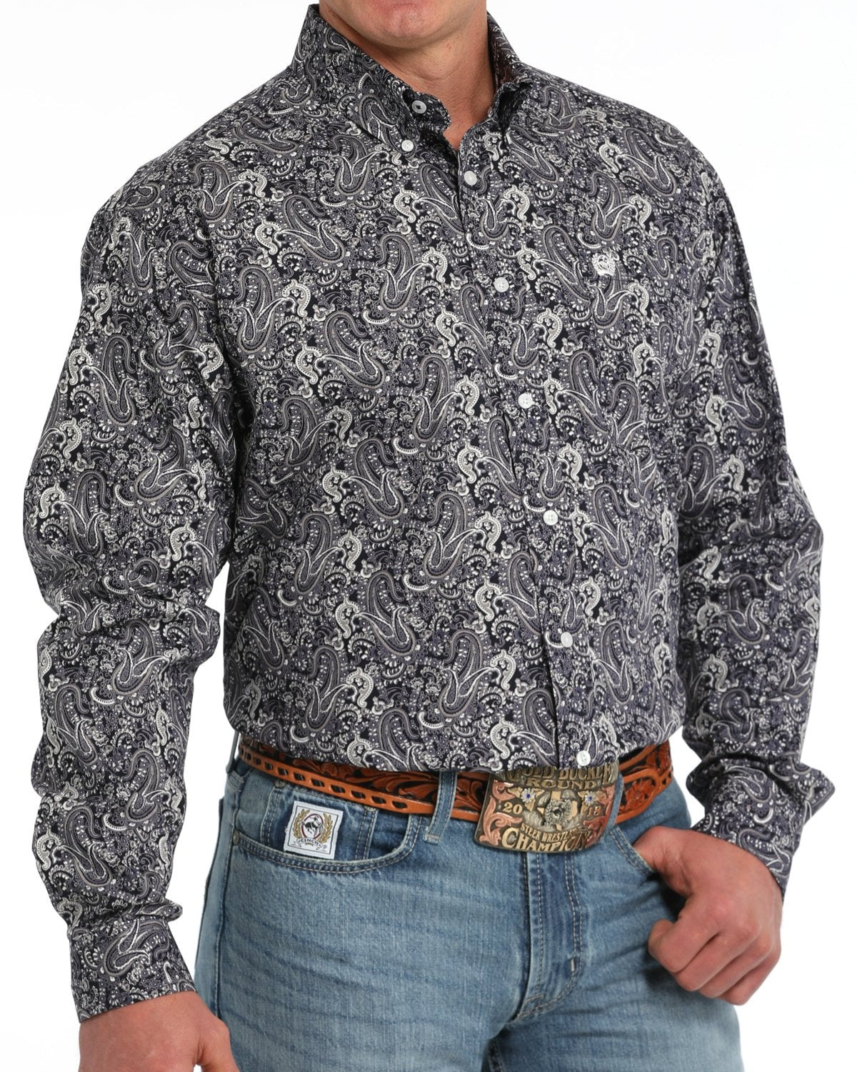 Men's Paisley Button-Down Western Shirt - Multi