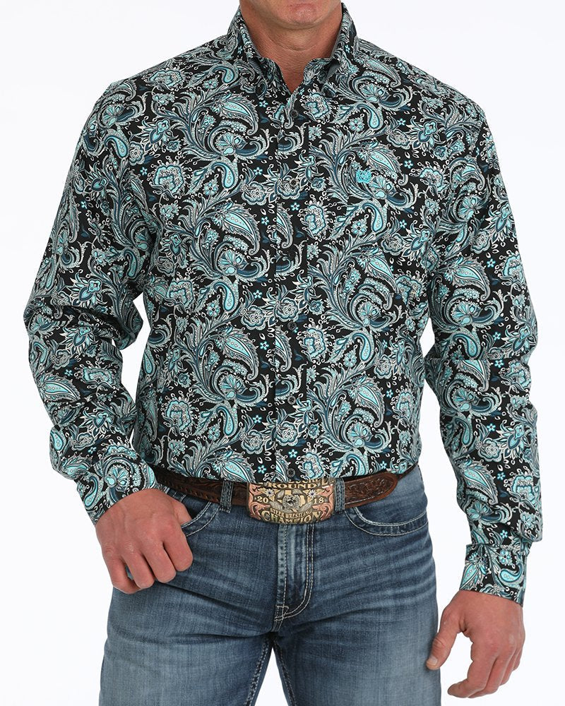 Men's Paisley Classic Fit Button-Down Western Shirt