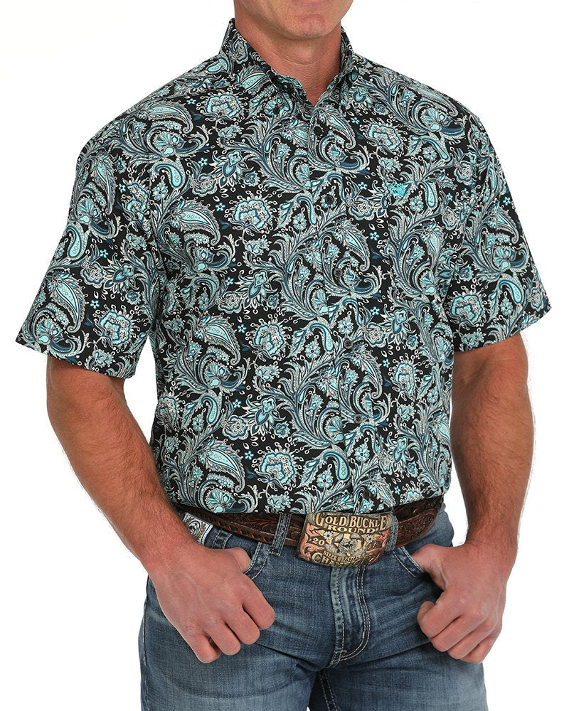 Men's Paisley Classic Fit Button-Down Western Shirt