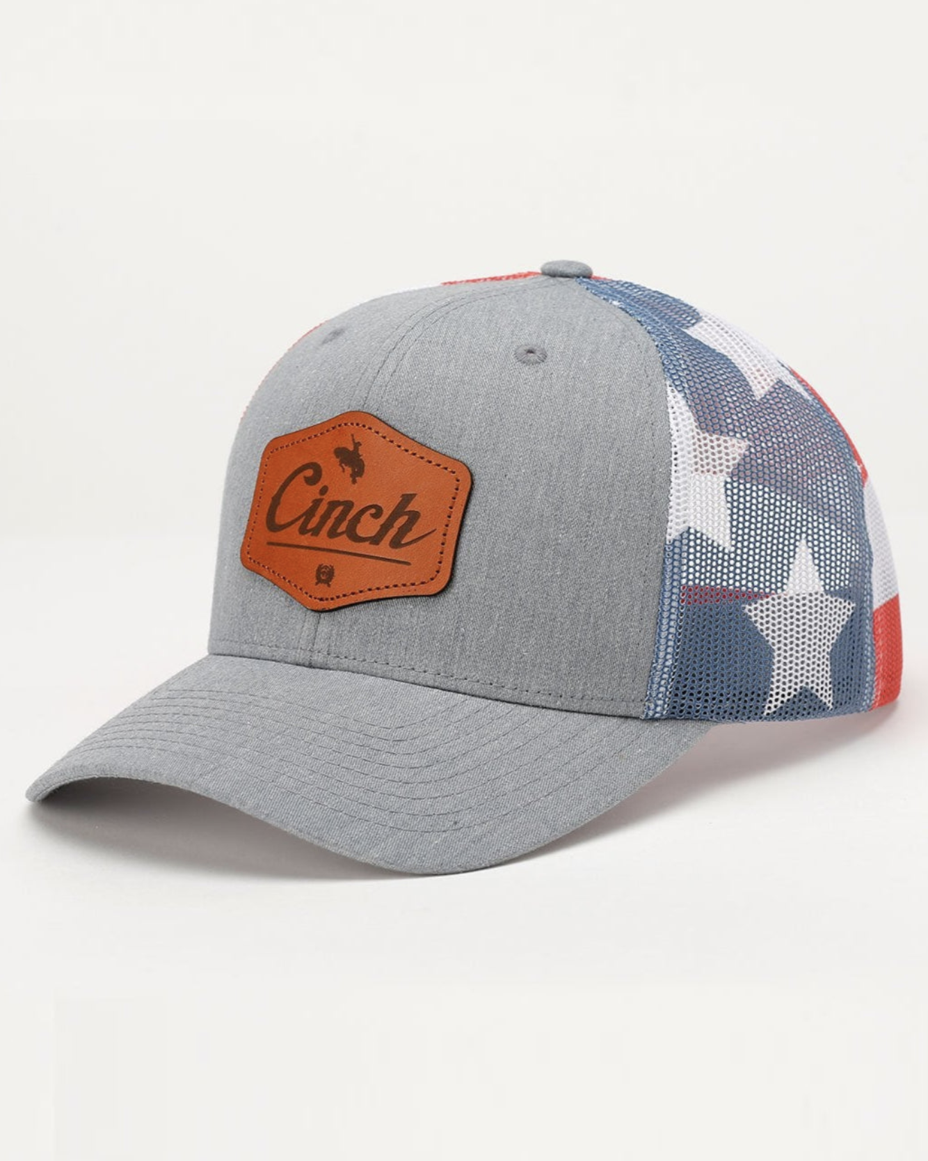 Men's Stars and Stripes Trucker Cap With Leather Patch - Red, White and Blue