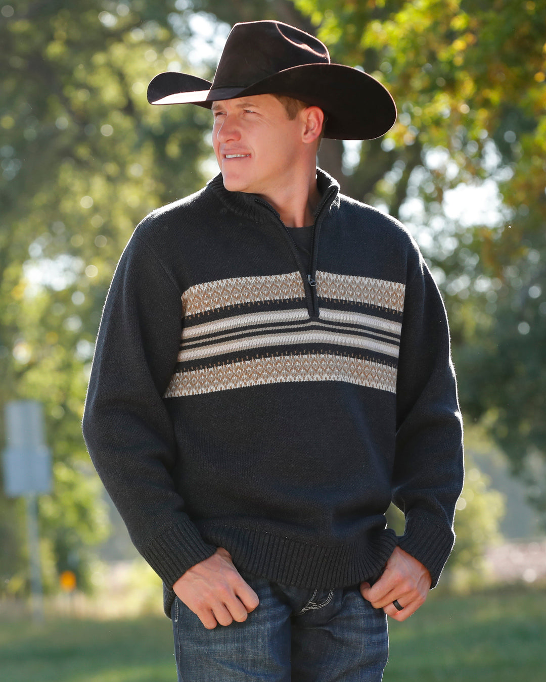 MENS 1/4 ZIP SWEATER OW25-GRAY
