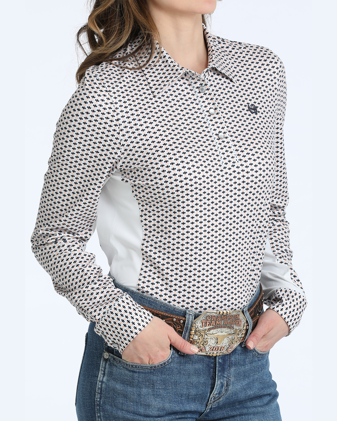 White Buttons, White Logo Embroidery