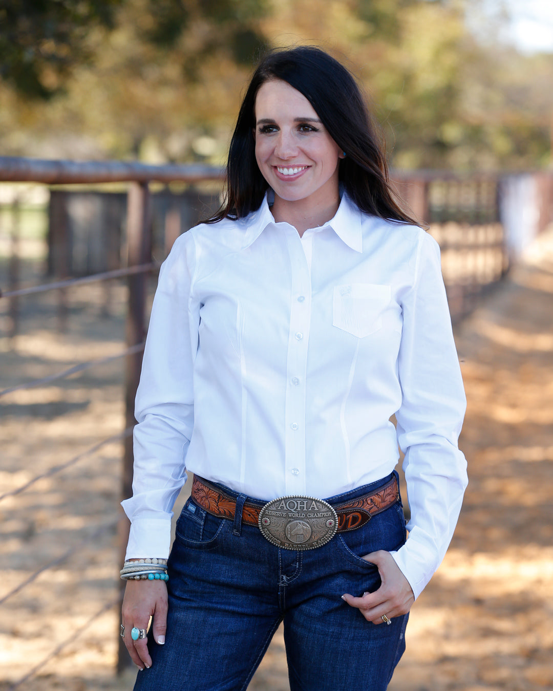 Women's Solid Arena Fit Button-Down Western Shirt