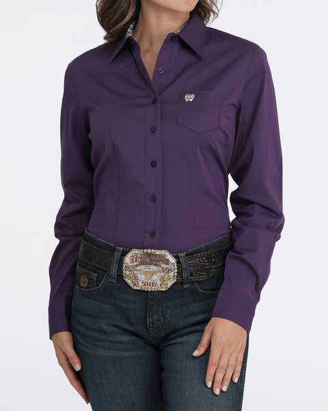 open lace back dress Cinch Women's Stretch Purple Stripe Button Down Shirt XL
