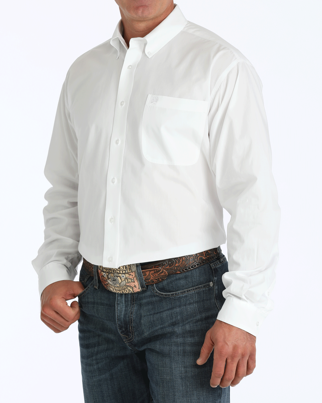Men's Solid Classic Fit Button-Down Western Shirt
