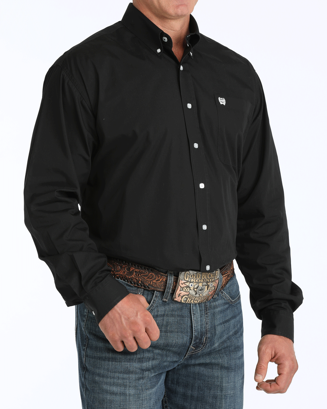 Men's Solid Classic Fit Button-Down Western Shirt