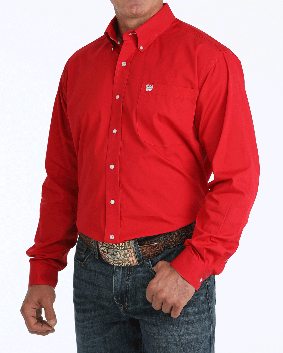 Men's Solid Classic Fit Button-Down Western Shirt