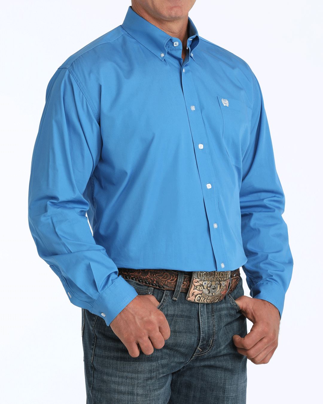 Men's Solid Classic Fit Button-Down Western Shirt
