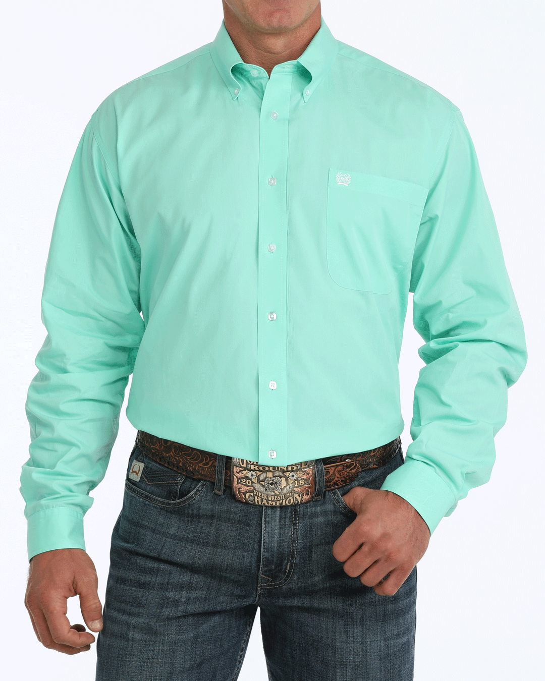 Men's Solid Classic Fit Button-Down Western Shirt