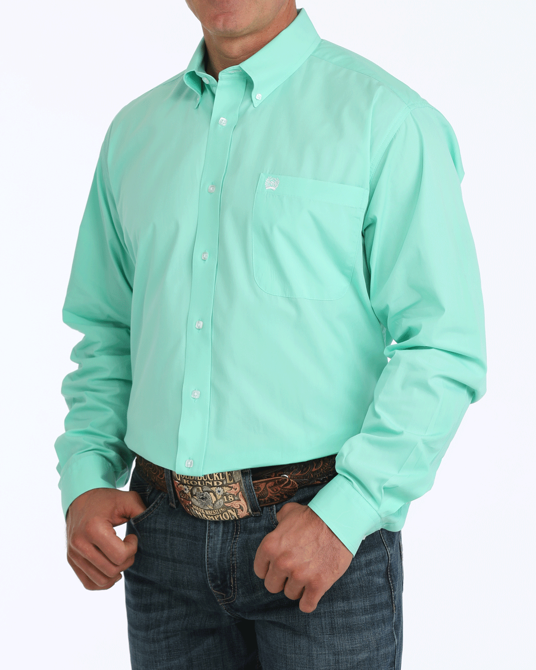 Men's Solid Classic Fit Button-Down Western Shirt