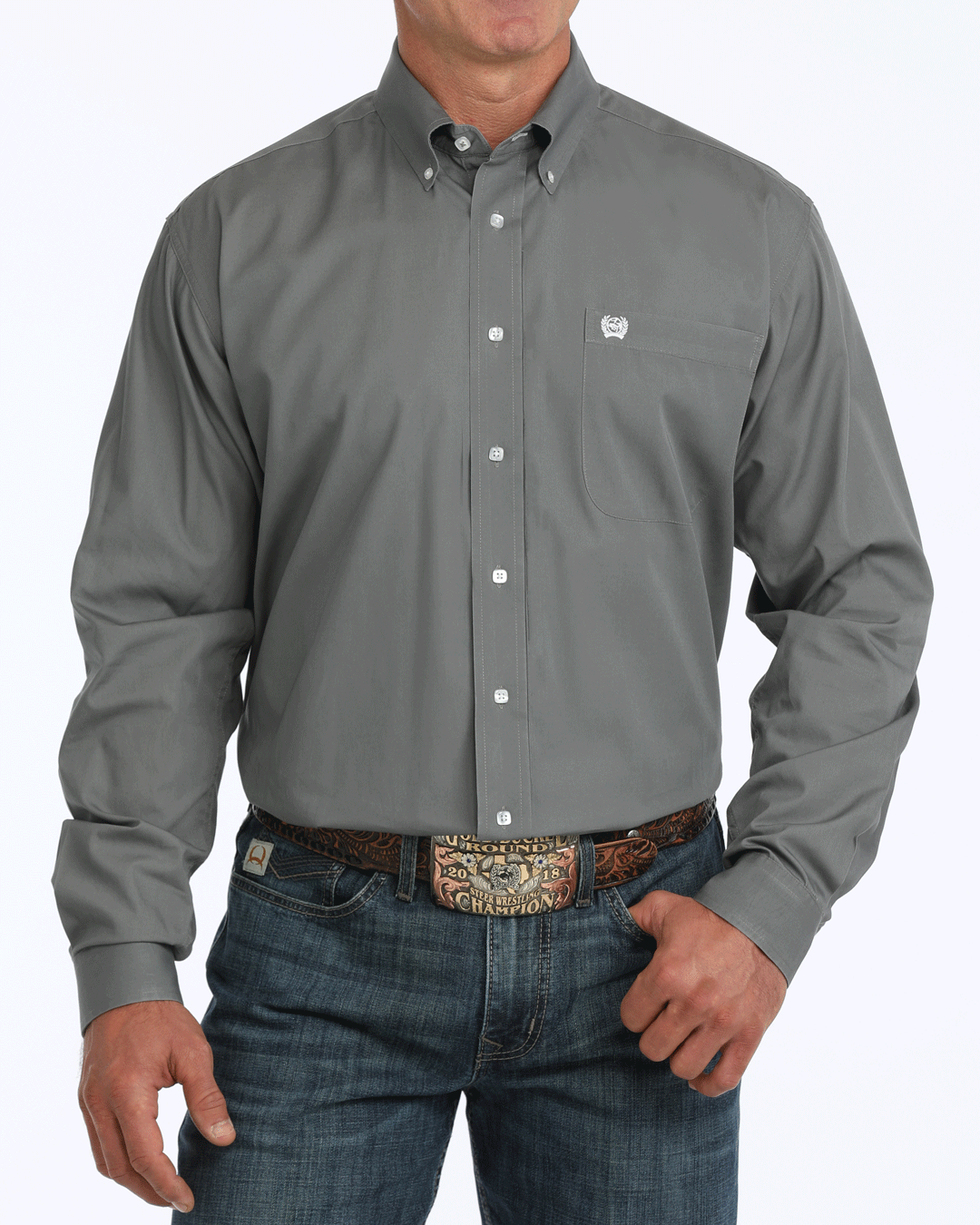 Men's Solid Classic Fit Button-Down Western Shirt