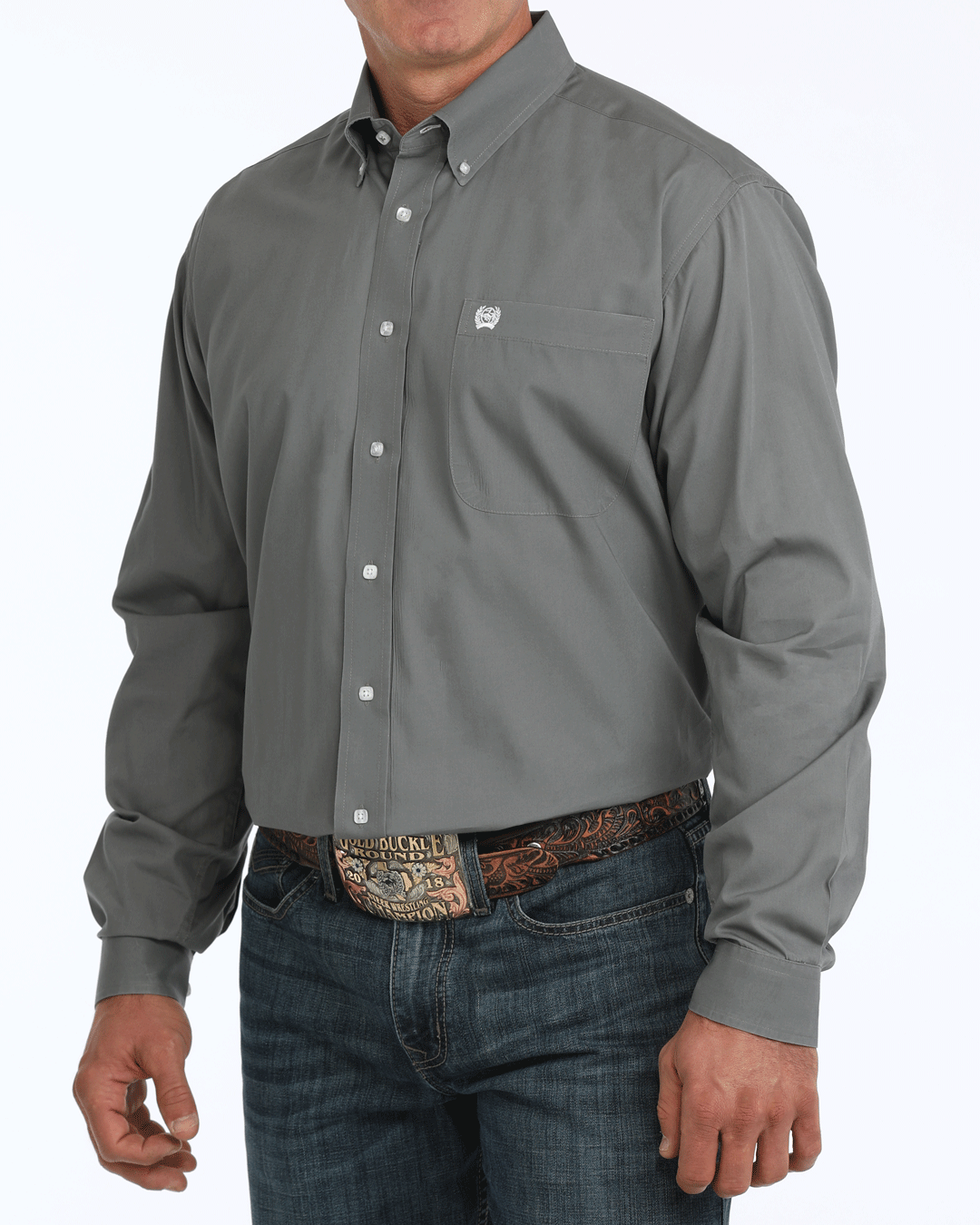 Men's Solid Classic Fit Button-Down Western Shirt