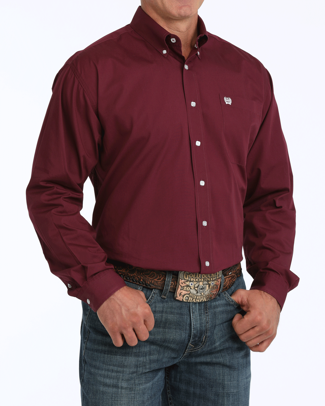 Men's Solid Classic Fit Button-Down Western Shirt