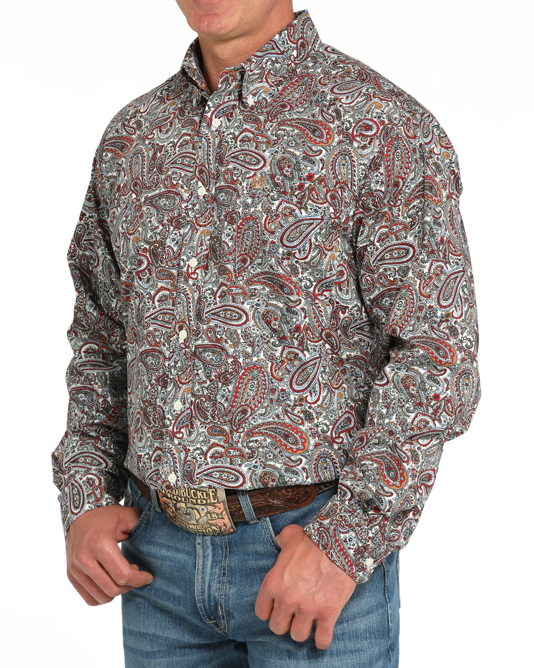Men's Paisley Classic Fit Button-Down Western Shirt