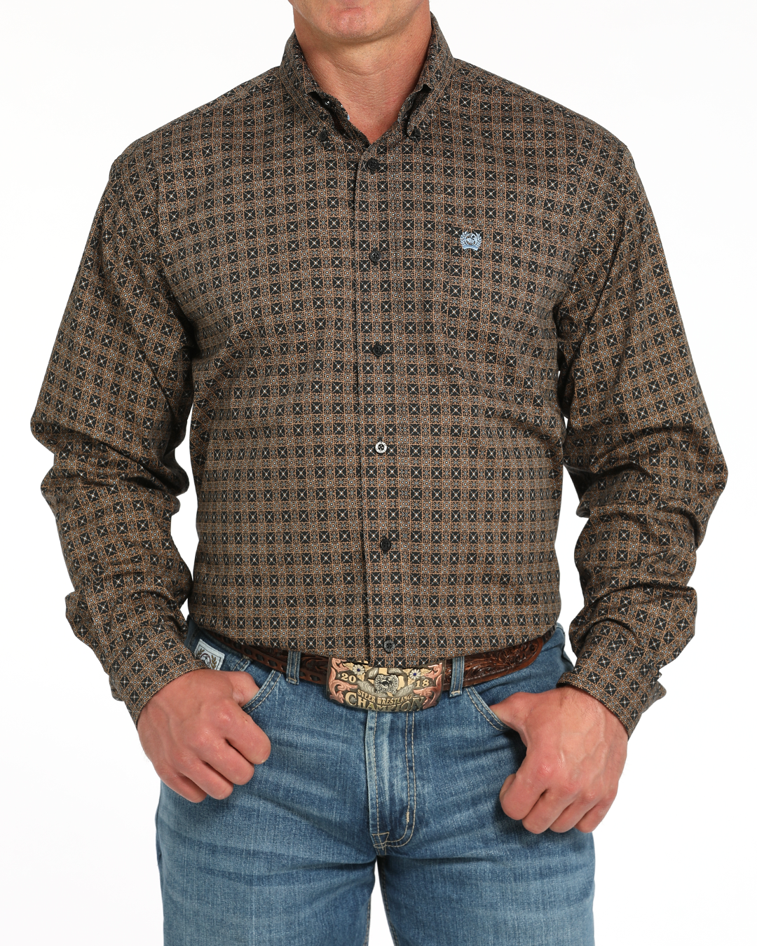 Men's Stretch Classic Fit Button-Down Western Shirt