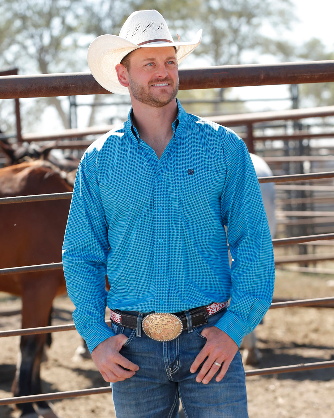 Men's Classic Fit Button-Down Western Shirt