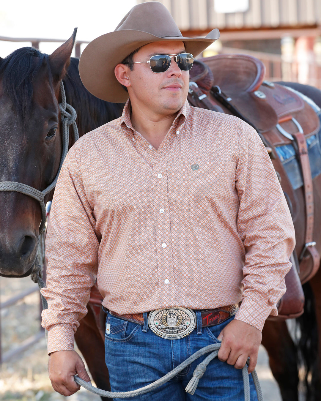 Men's Stretch Classic Fit Button-Down Western Shirt