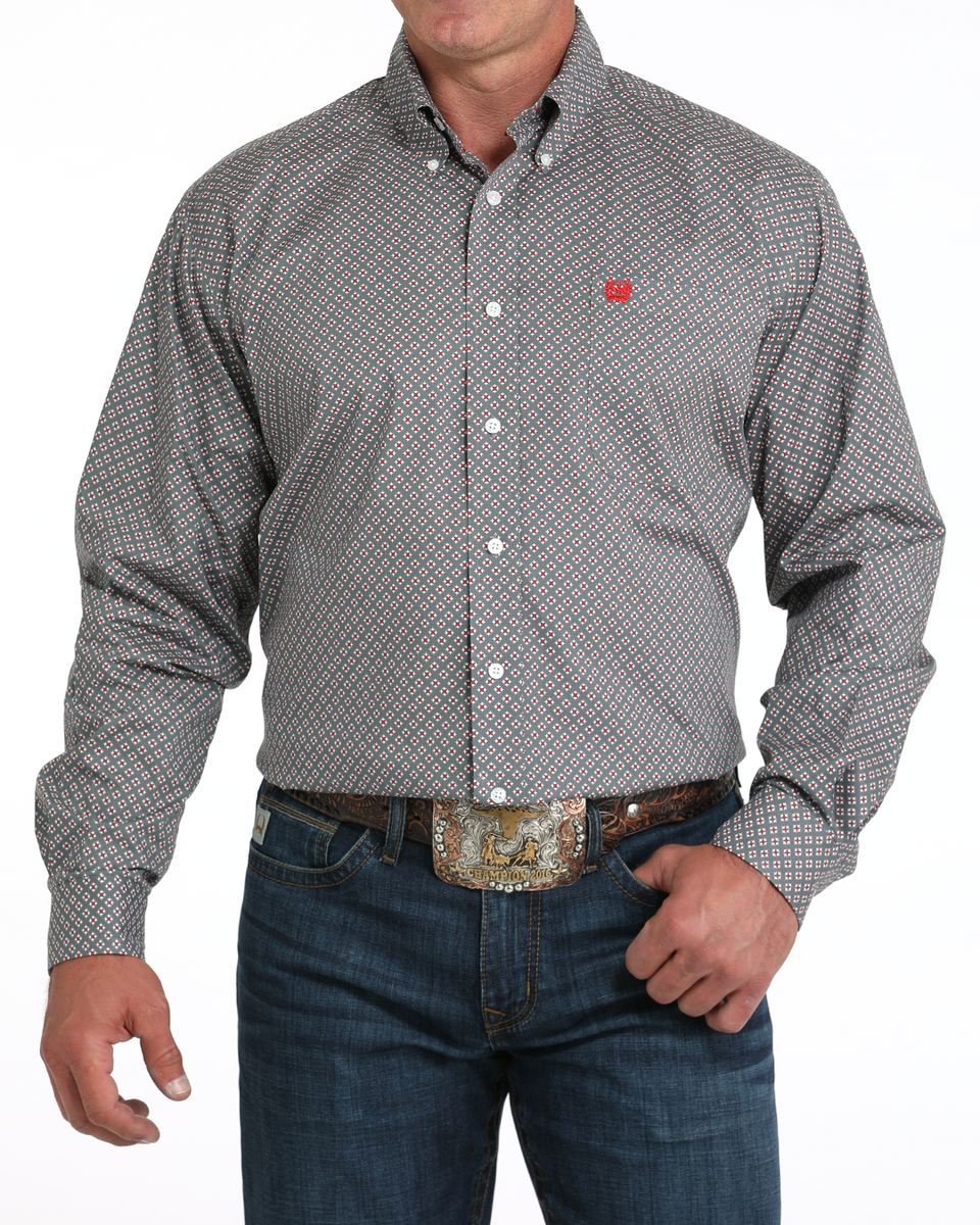 ワタ4/5 Men's Stretch Classic Fit Button-Down Western Shirt