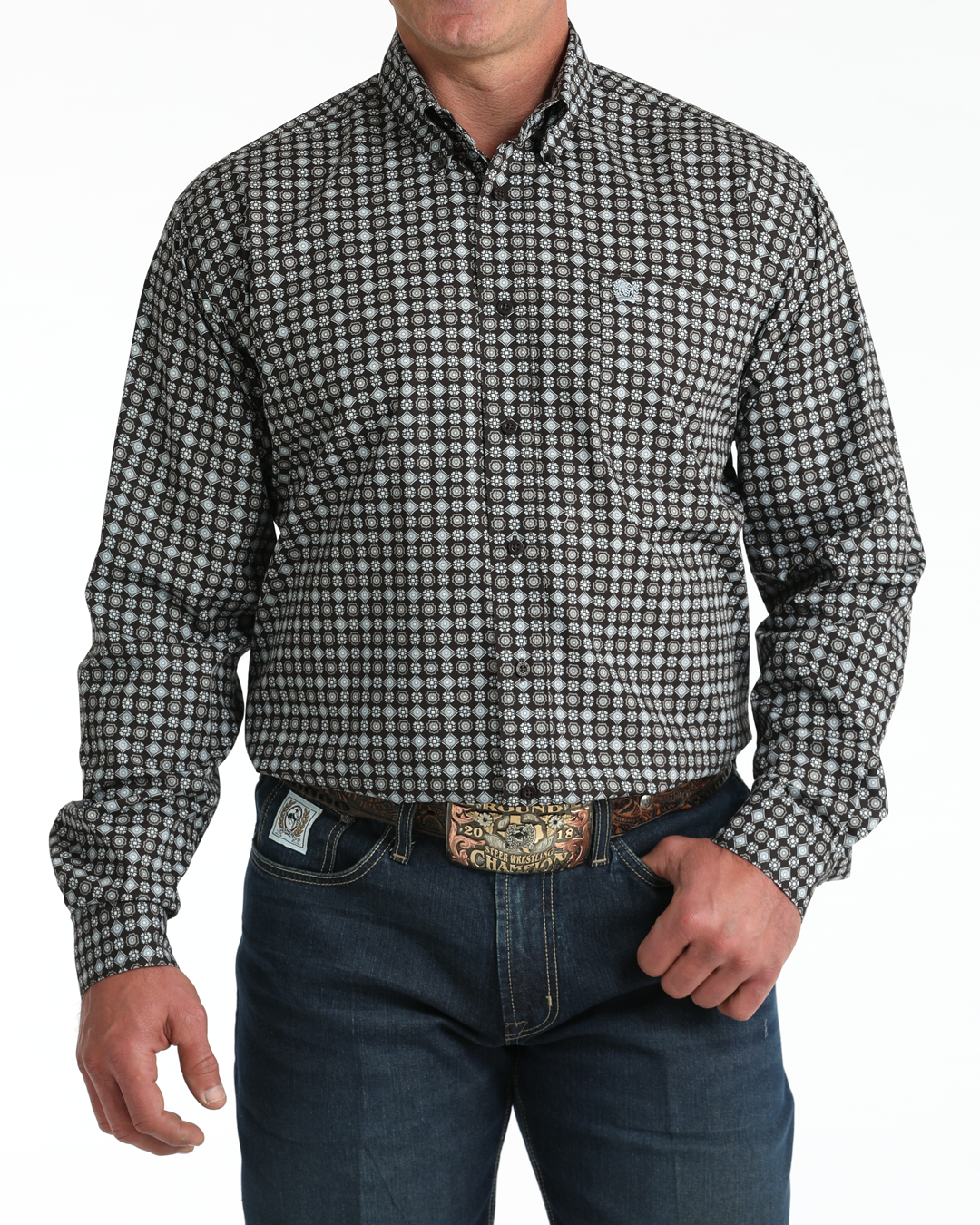 Men's Classic Fit Button-Down Western Shirt