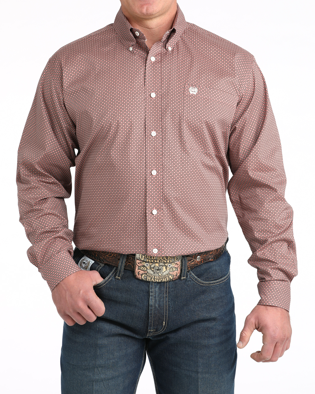 Men's Stretch Classic Fit Button-Down Western Shirt