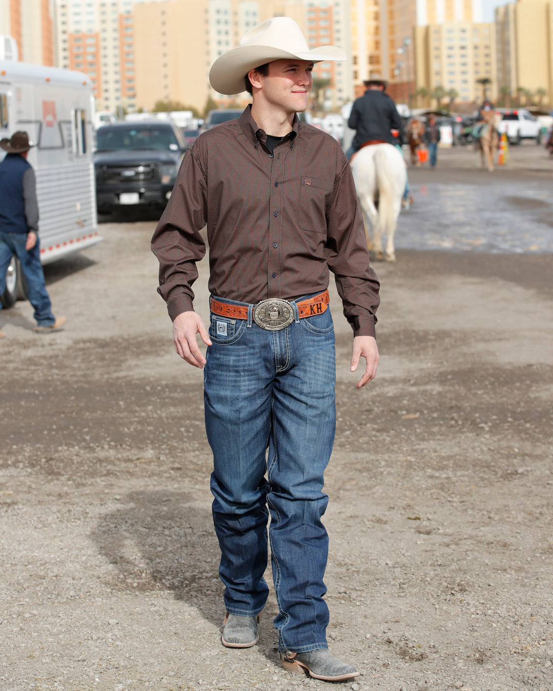 Men's Stretch Classic Fit Button-Down Western Shirt