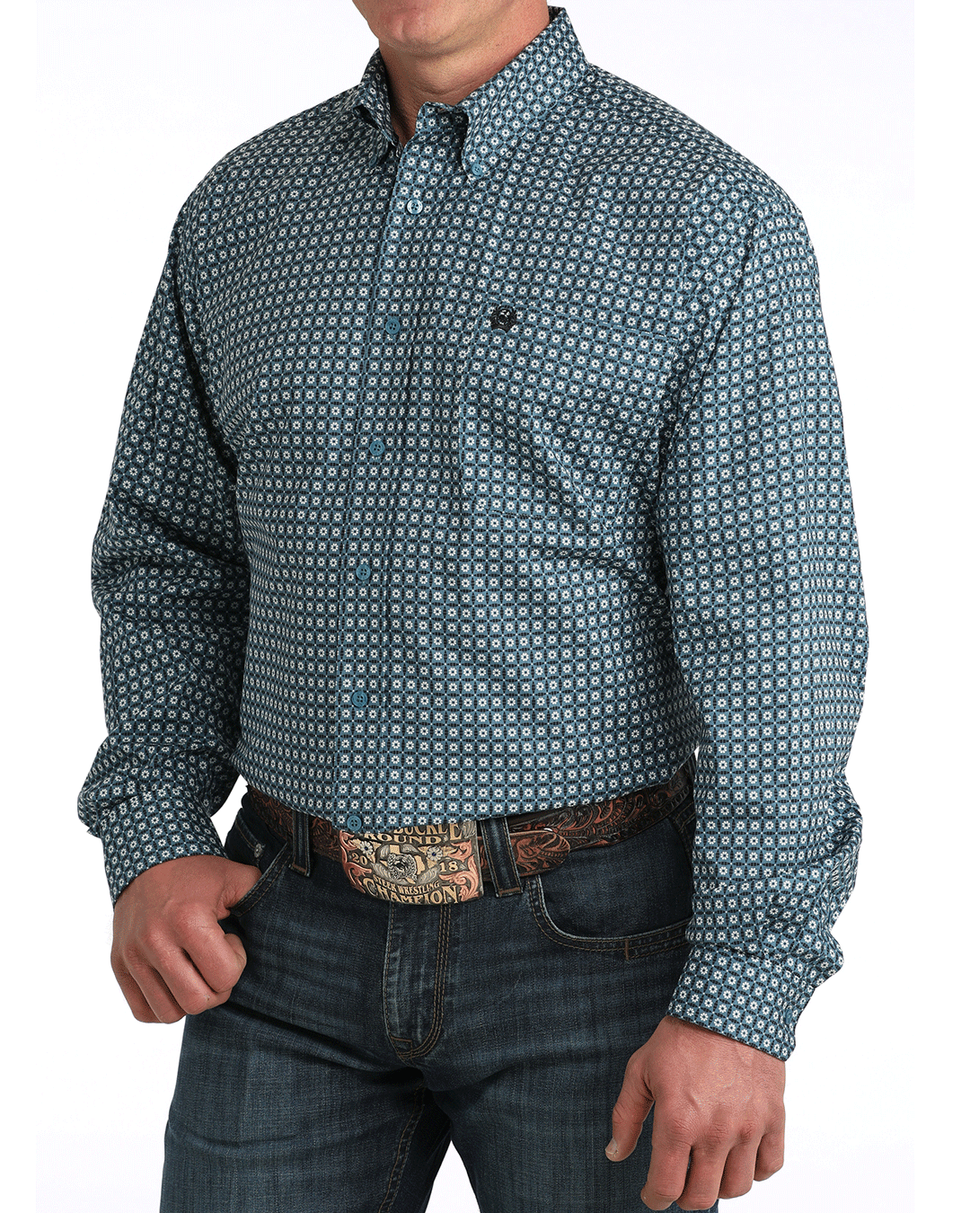 Men's Stretch Classic Fit Button-Down Western Shirt