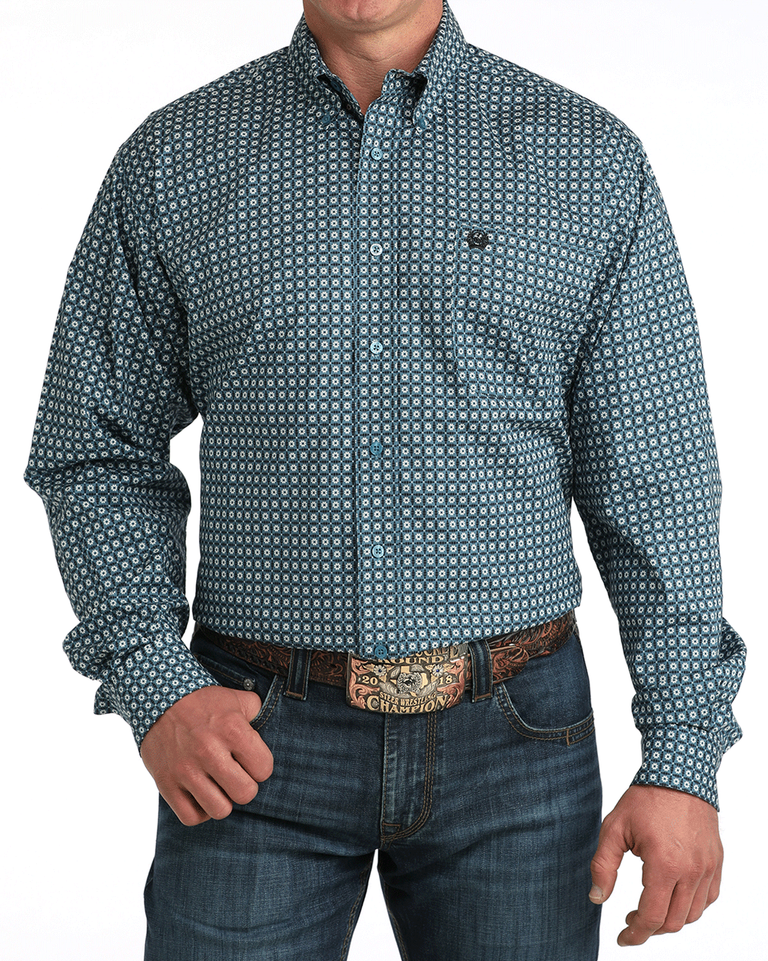 Men's Stretch Classic Fit Button-Down Western Shirt