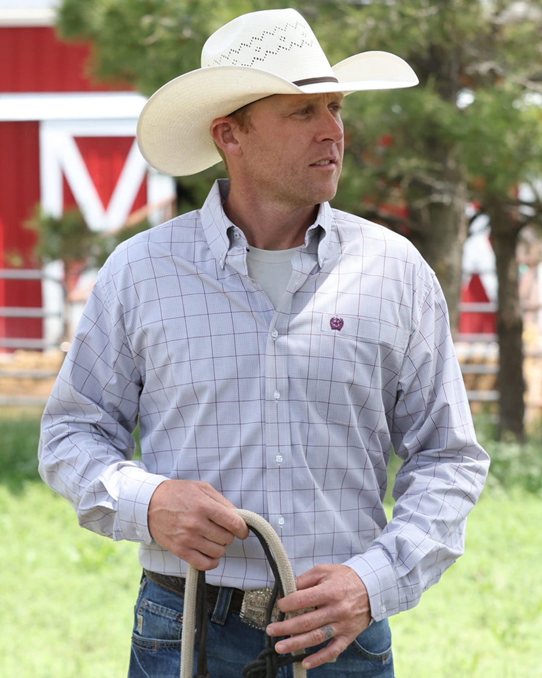 Men's Stretch Classic Fit Button-Down Western Shirt
