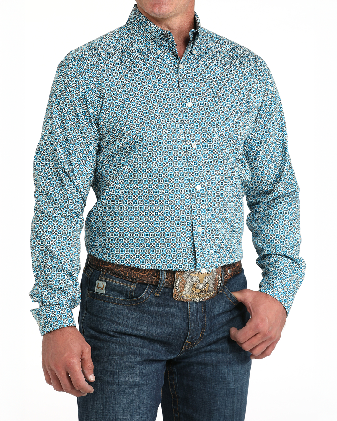 Men’s Modern Fit Button-Down Western Shirt