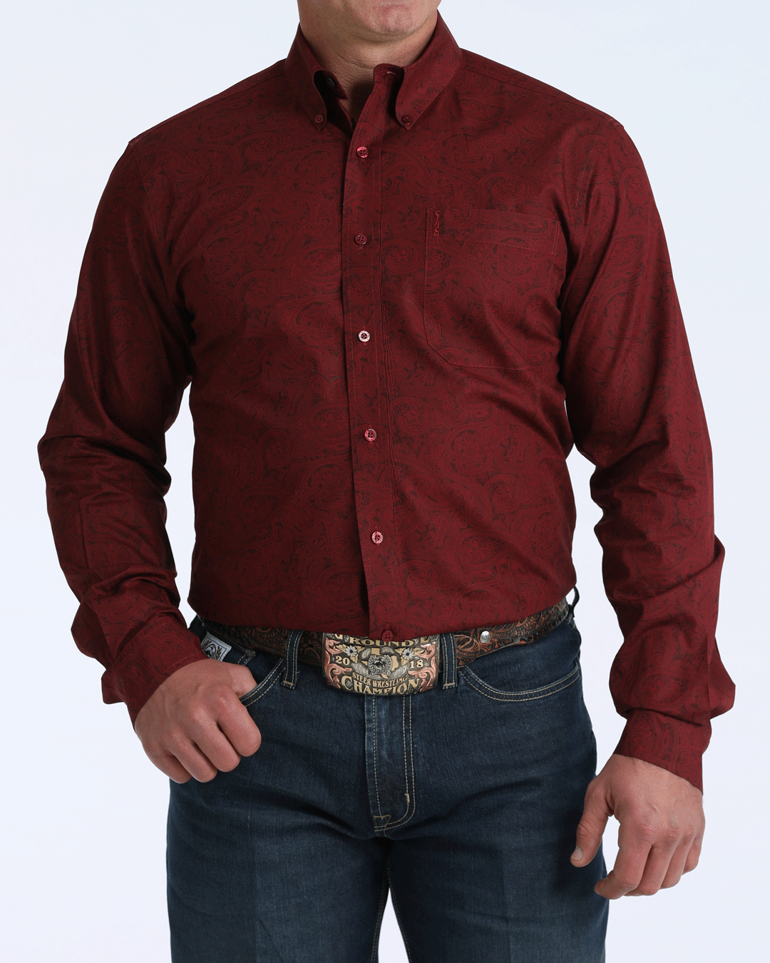 Men’s Modern Fit Button-Down Western Shirt