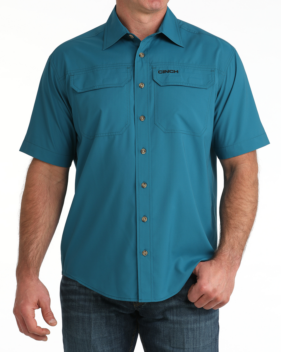 Cinch Men's Teal Short Sleeve Arenaflex Shirt, M Cinch Men's Teal Short Sleeve Arenaflex Shirt, M