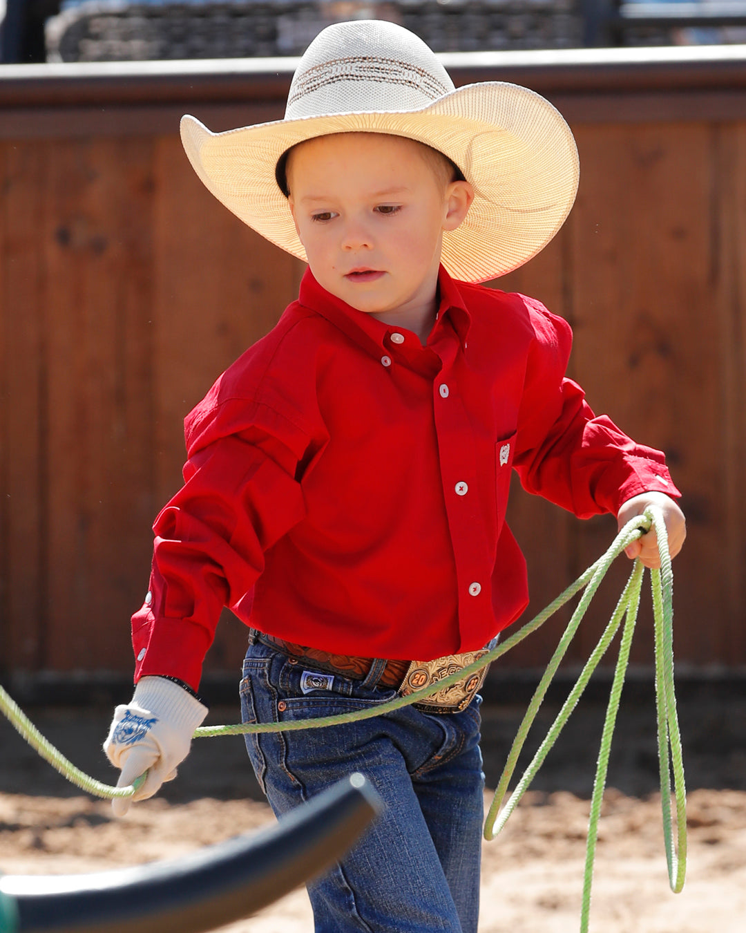 Boy's Solid Button-Down Western Shirt